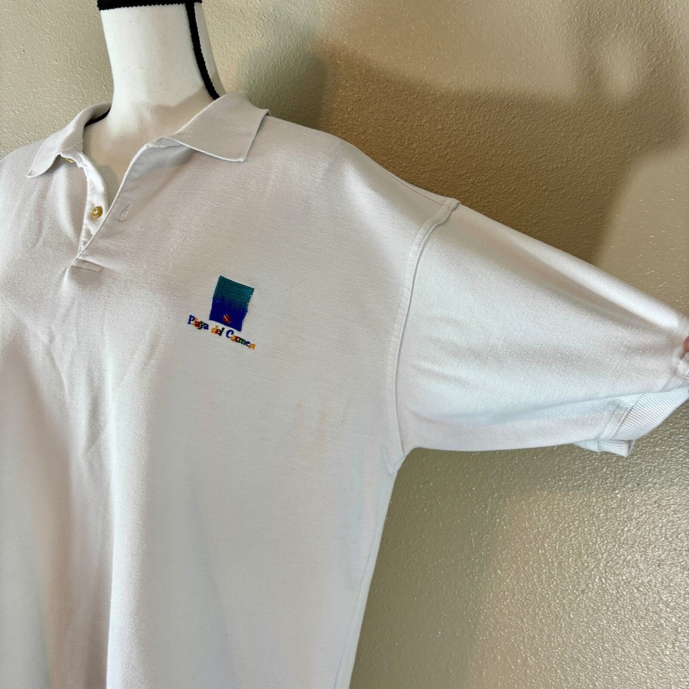 Playa del Carmen Mexico Souvenir White Golf‎ Polo Shirt Miro Men's XL Vacation - Picture 6 of 12